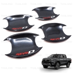 ชุด เบ้ากันรอย เบ้ากลม ถ้วยรองมือเปิด "REVO D" 4 ประตู 4 ชิ้น สีดำเงา สำหรับ Toyota Revo Hilux SR5 Pick Up ปี 2015-2022